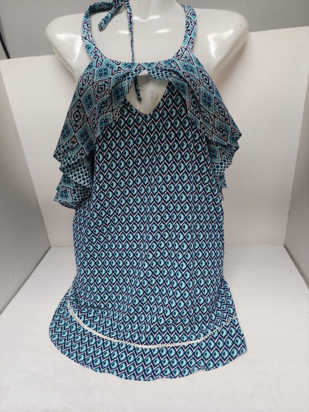 Notations Women's Top Blue/Black Print Size Medium New!!!